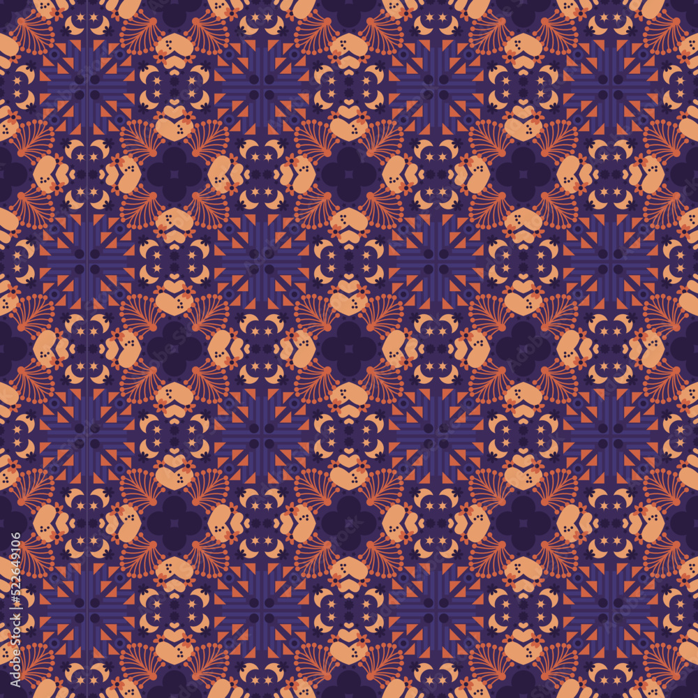Garden Nature Seamless Pattern Floral Background Damask Aboriginal Ornament Art