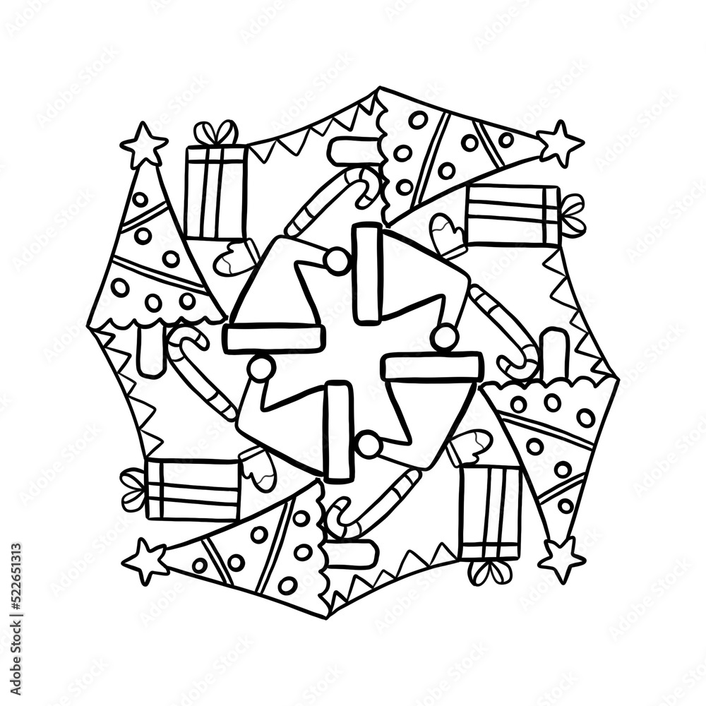Fototapeta premium Coloring Christmas Mandala for kid