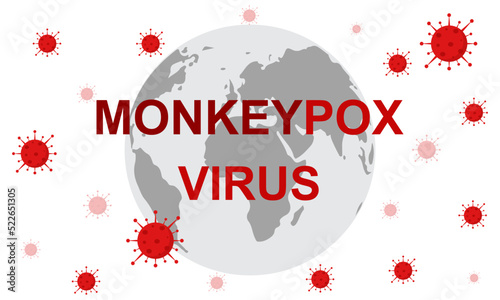 Monkeypox virus medical banner. Flat vector illustration for informing people about an infectious disease. Horizontal banner and poster on the microbiological background. Pox virus concept.