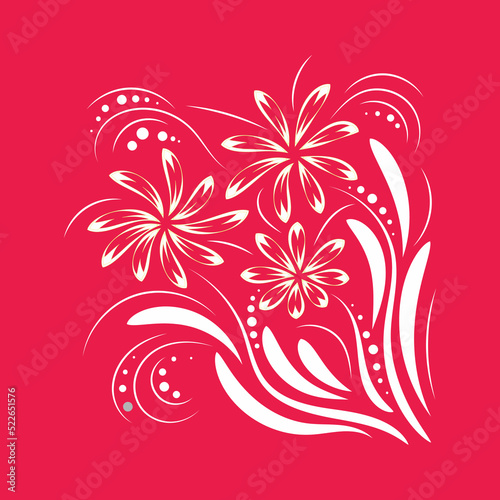 Folk flowers floral art print Flowers abstract art 