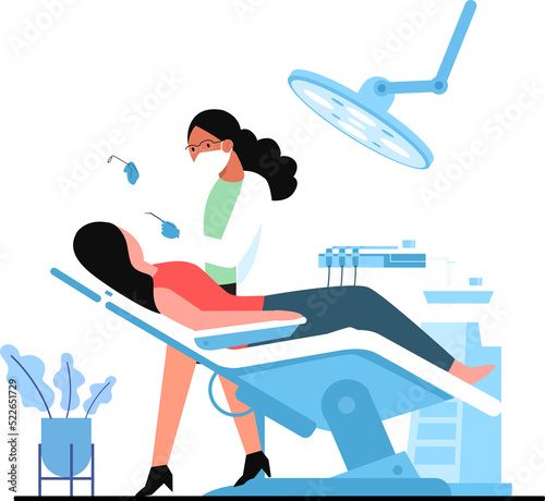 Female dentist doing dental work for customers