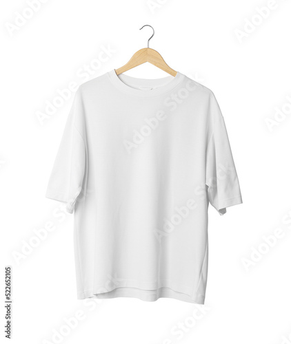 White oversize T shirt mockup hanging, Png file. © Touchr