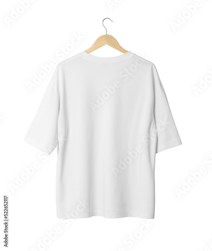 White oversize T shirt mockup hanging, Png file.