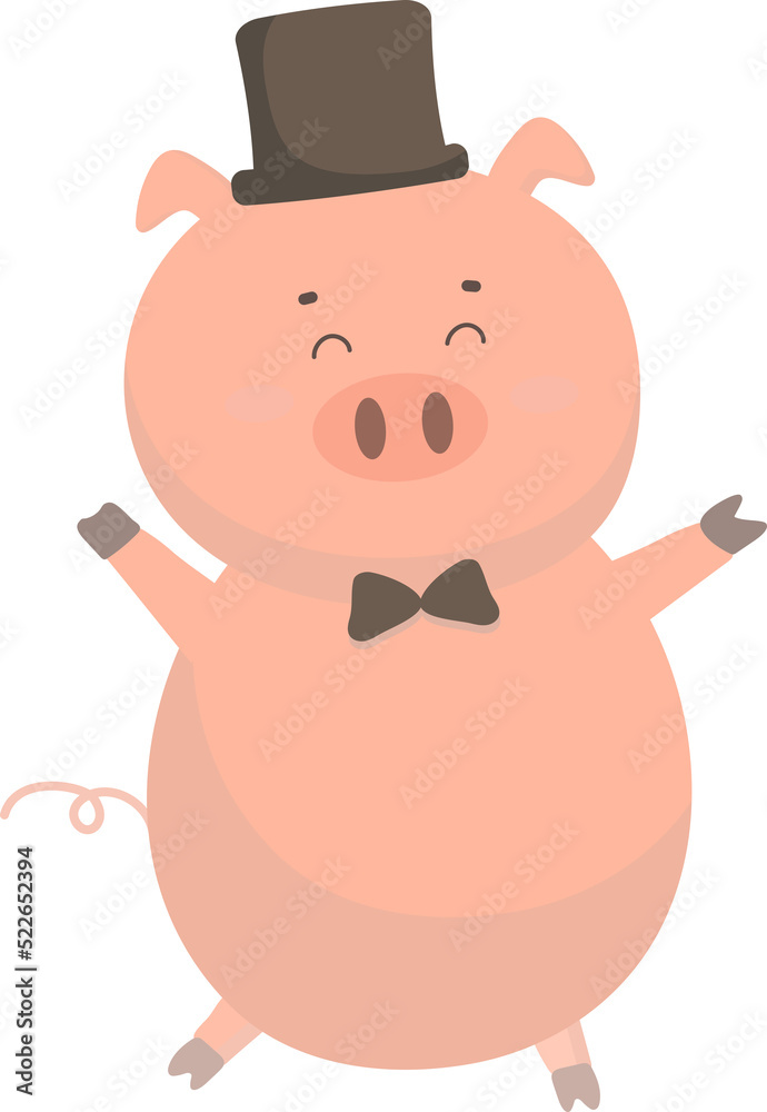Fototapeta premium Pig in party illustration