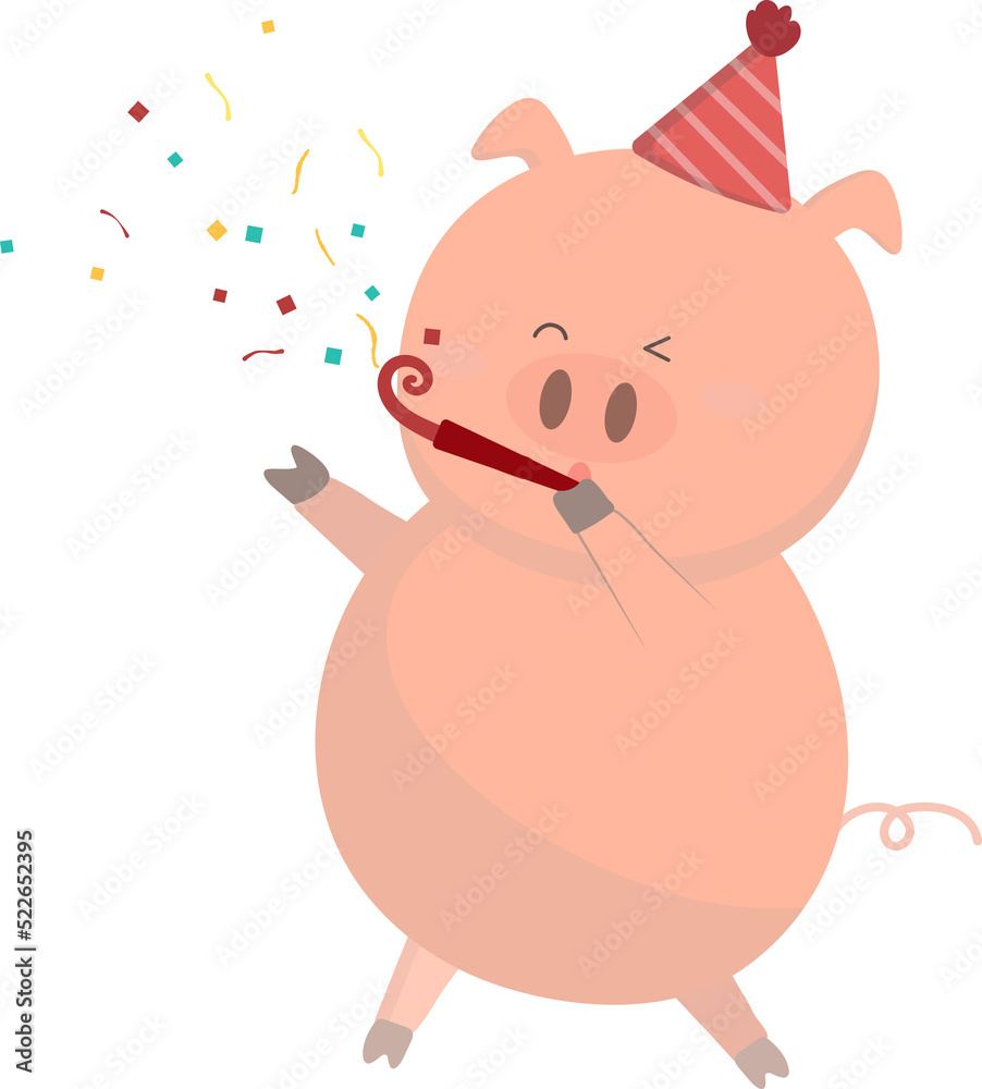 Fototapeta premium Pig in party illustration