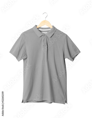 Gray Polo shirt mockup hanging, Png file.