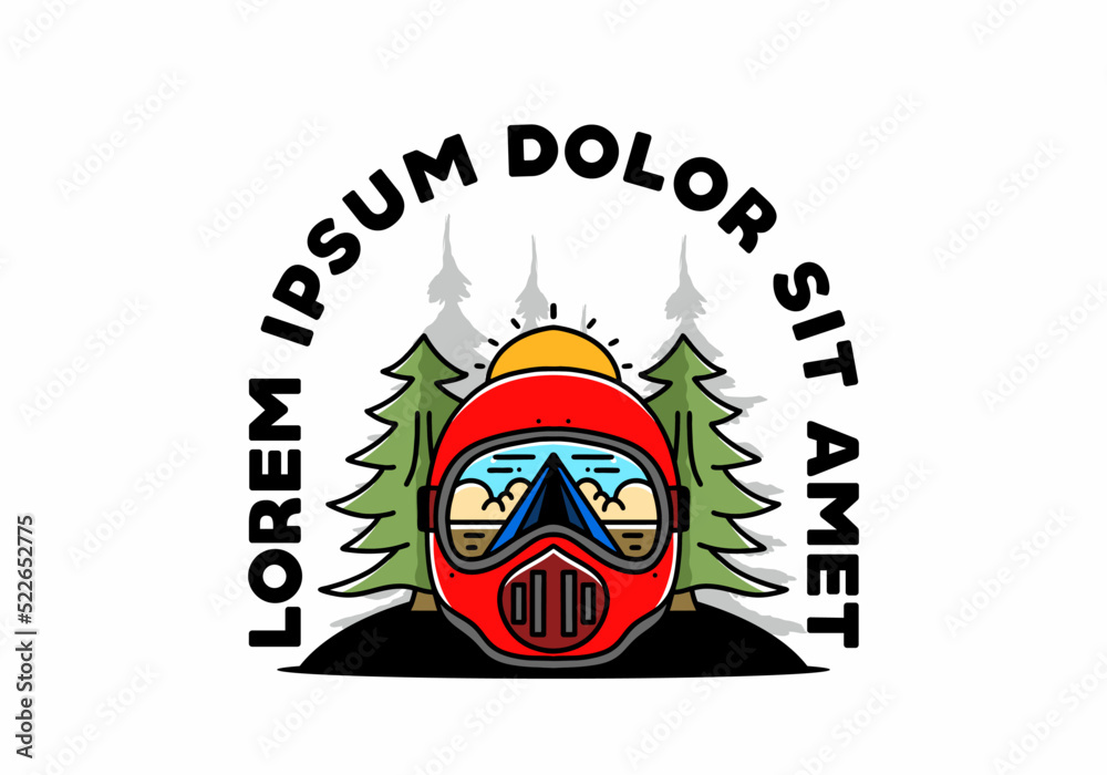 Obraz premium a trail helmet with a pine tree beside