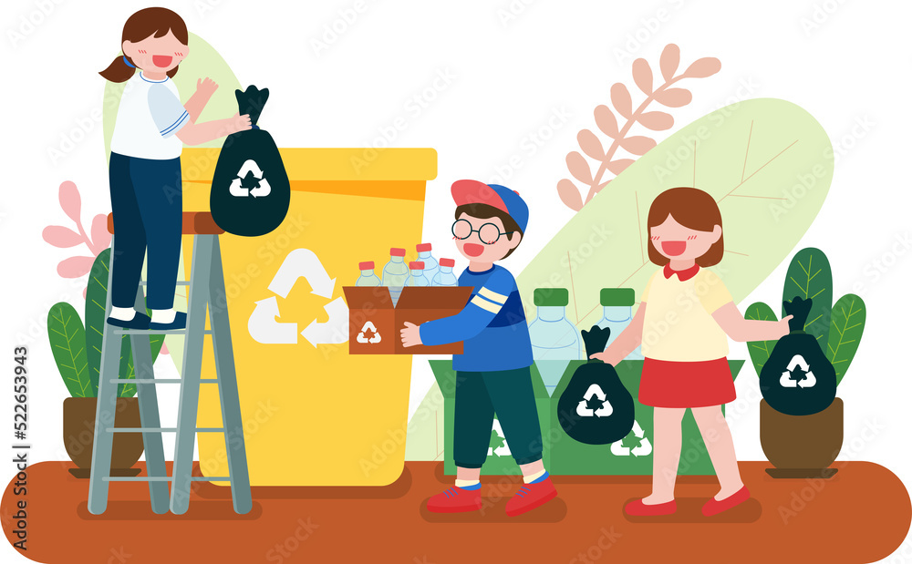 children separating garbage