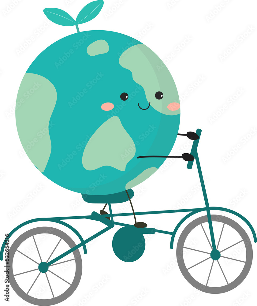 Planet cartoon character riding bicycle Planet cartoon character riding bicycle