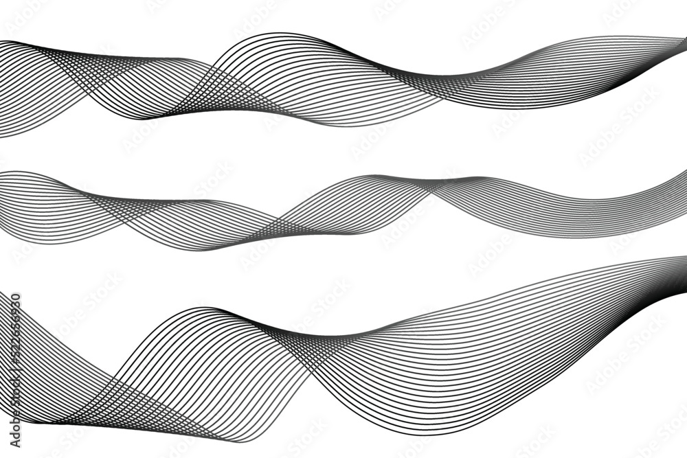 Abstract wavy gray stream element for design on a white background isolated. It used for Web, Desktop background, Wallpaper, Business banner, poster. Wave with lines created using blend tool. Abstract wavy gray stream element for design on a white background isolated. It used for Web, Desktop background, Wallpaper, Business banner, poster. Wave with lines created using blend tool.