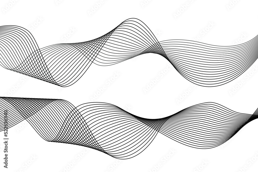 Abstract wavy gray stream element for design on a white background isolated. It used for Web, Desktop background, Wallpaper, Business banner, poster. Wave with lines created using blend tool. Abstract wavy gray stream element for design on a white background isolated. It used for Web, Desktop background, Wallpaper, Business banner, poster. Wave with lines created using blend tool.