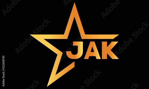 JAK golden luxury star icon three letter logo design vector template. royal logo | luxury logo | jewelry logo | premium logo | iconic logo | Victoria logo |	