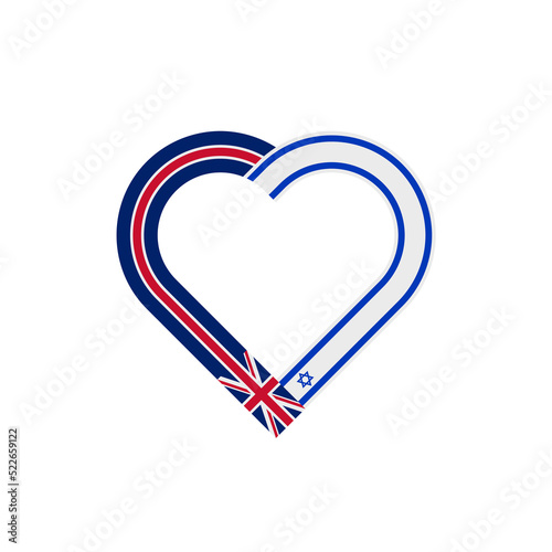 friendship concept. heart ribbon icon of uk and israeli flags. vector illustration isolated on white background
