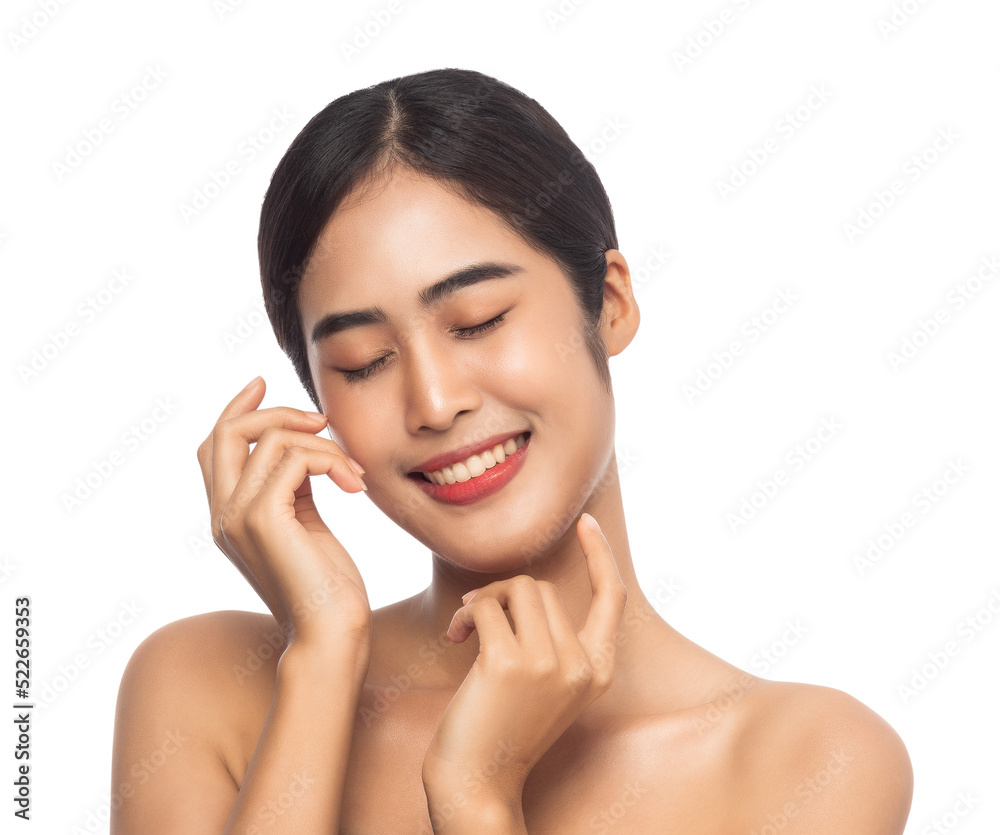 Beautiful Young Asian woman with clean fresh skin. Beauty concept. Png file. Beautiful Young Asian woman with clean fresh skin. Beauty concept. Png file.