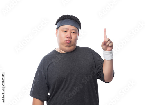 Young asian fat sport man, Png file.