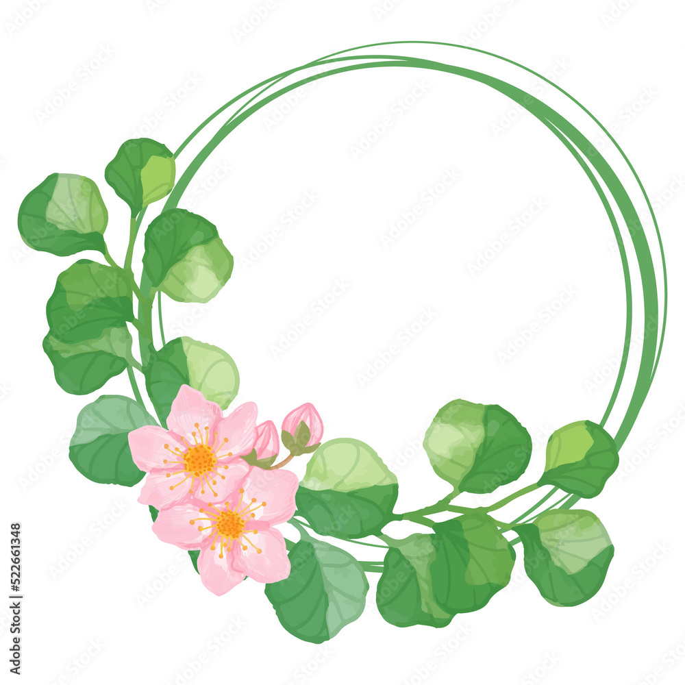 Watercolor Leaf Frame, Green leaves clipart.