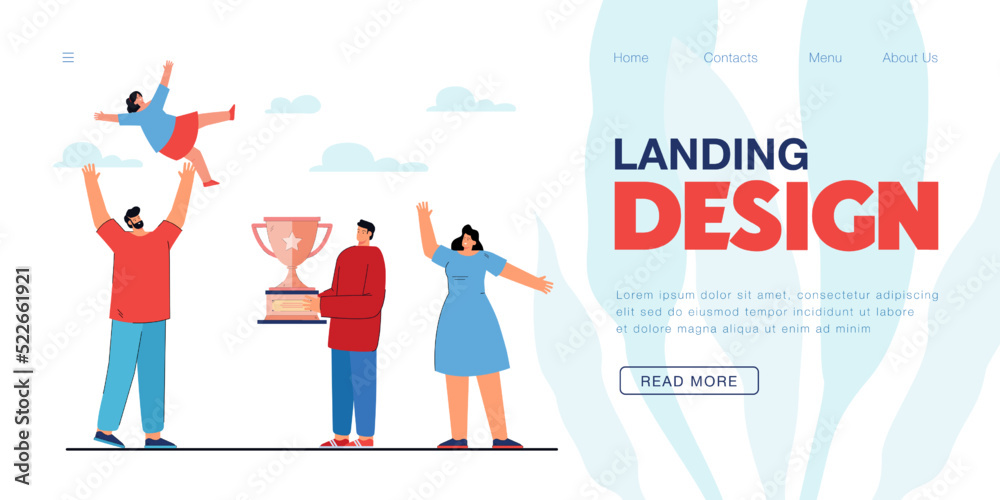 Happy cartoon family celebrating winning award together. Son holding gold cup, father throwing daughter up flat vector illustration. Success, victory, family concept for banner or landing web page Happy cartoon family celebrating winning award together. Son holding gold cup, father throwing daughter up flat vector illustration. Success, victory, family concept for banner or landing web page