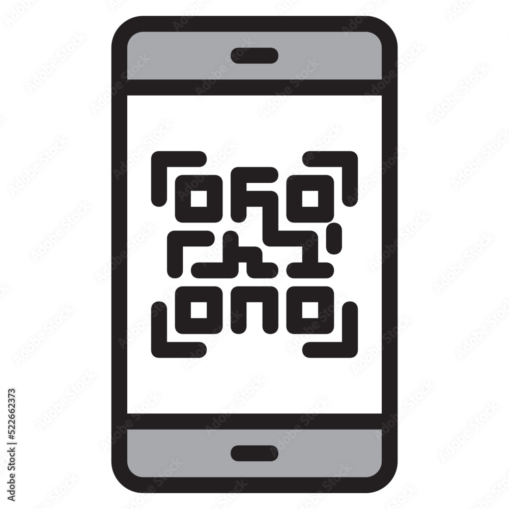 QR code payment , Mobile Payment filled outline icon.