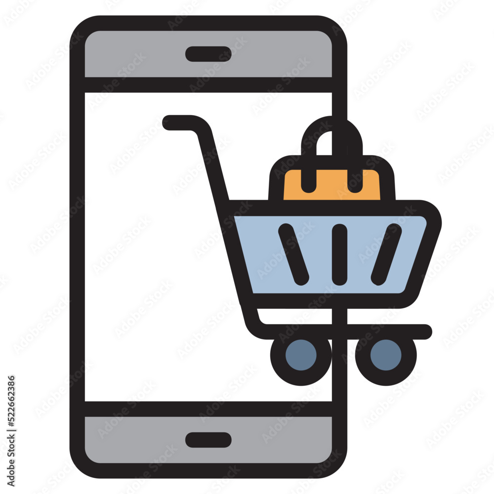 Online shopping , Mobile Payment filled outline icon. Online shopping , Mobile Payment filled outline icon.