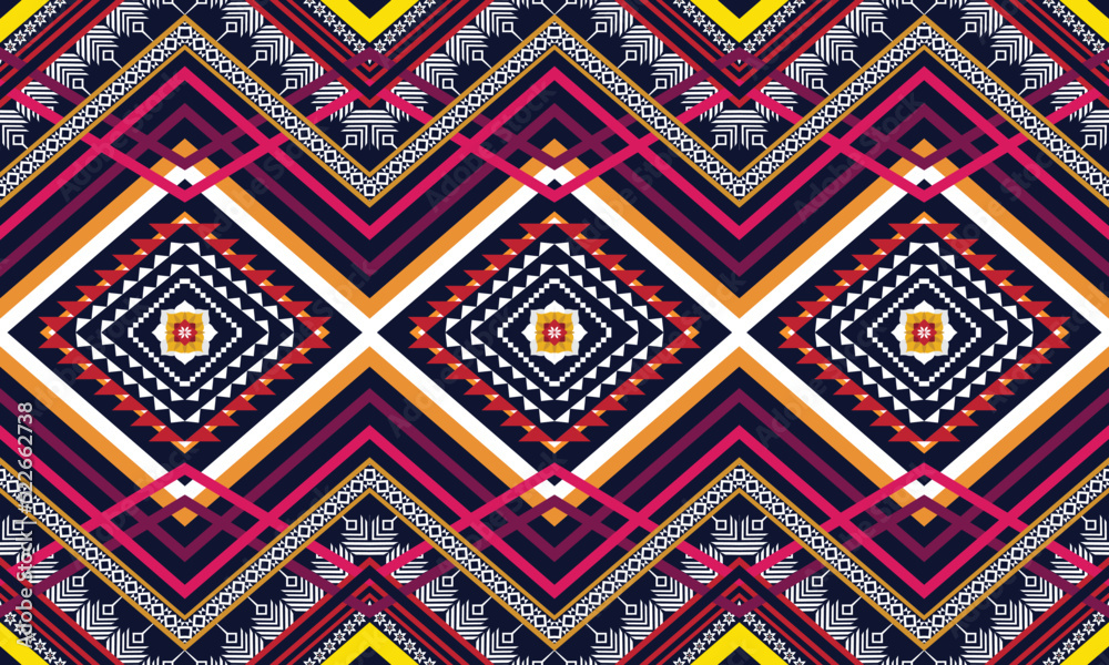 Geometric ethnic flower pattern for background,fabric,wrapping,clothing,wallpaper,Batik,carpet,embroidery style.