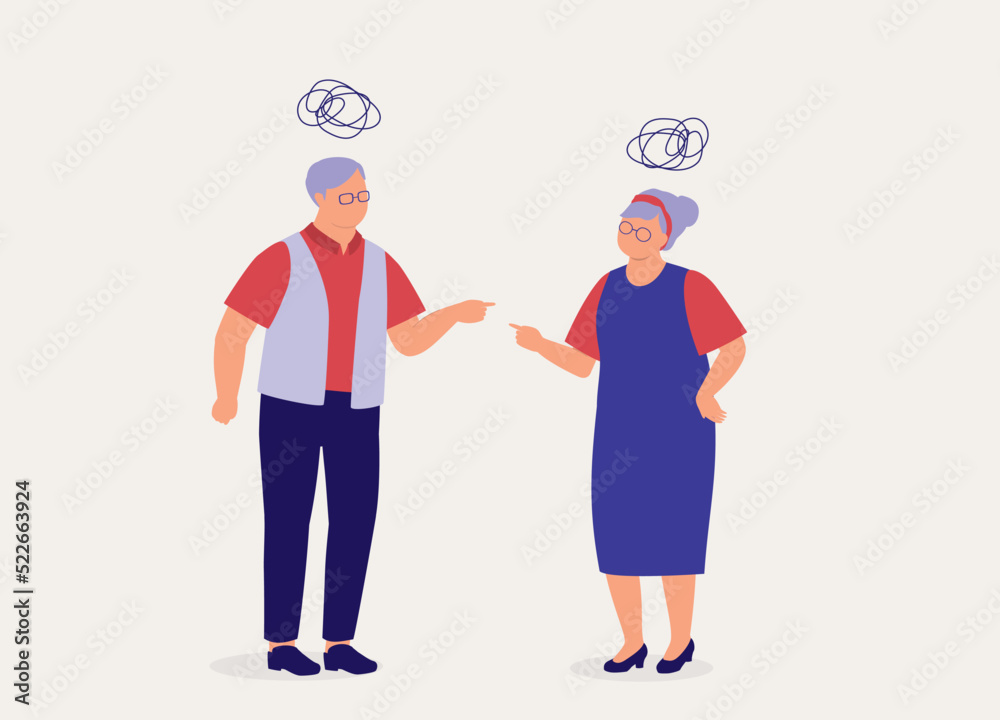 Angry Senior Wife And Husband Fighting With Each Other. Full Length. Flat Design Style, Character, Cartoon. Angry Senior Wife And Husband Fighting With Each Other. Full Length. Flat Design Style, Character, Cartoon.