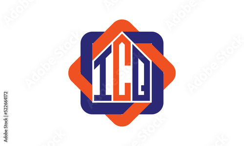 ICQ three letter real estate logo with home icon logo design vector template | construction logo | housing logo | engineering logo | initial letter logo | minimalist logo | property logo |