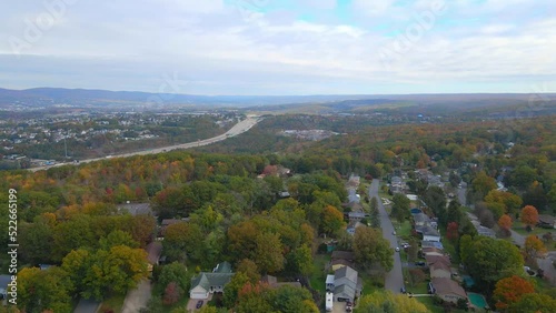 A drone shot of Wilkes Barre in the fall time photo