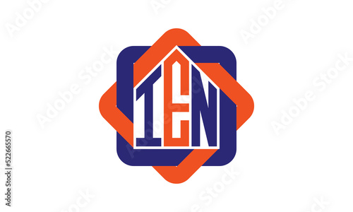 IEN three letter real estate logo with home icon logo design vector template | construction logo | housing logo | engineering logo | initial letter logo | minimalist logo | property logo |