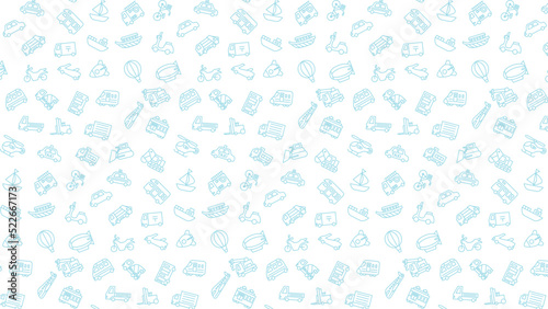 横方向の乗り物パターンイラスト(背景なし)