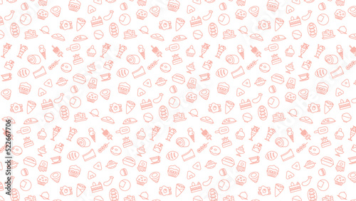 横方向の食べ物アイコンパターンイラスト(背景なし)