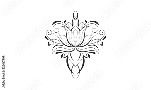 Floral Tattoo Design for print or use as poster  card  flyer or T Shirt