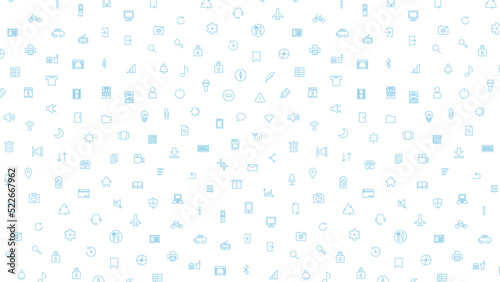 横方向のビジネスアイコンパターンイラスト(背景なし)