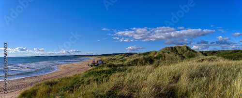 Sandy beach in Sweden in summer Europe extra wide panorama