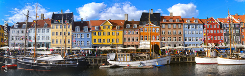 Nyhavn Copenhagen canal houses and ships, Denmark Europe