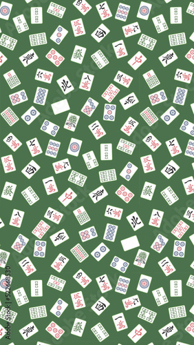 縦方向の麻雀牌のパターンイラスト