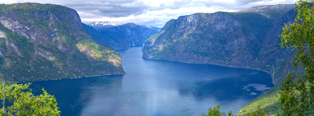 Norway beautiful fjord bay extra wide panorama