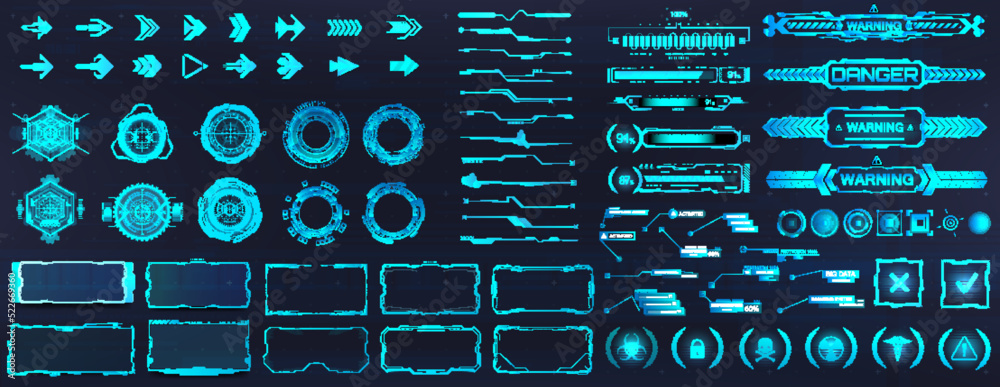 HUD, UI - interface graphic pack. Sky-fi elements. Futuristic user ...