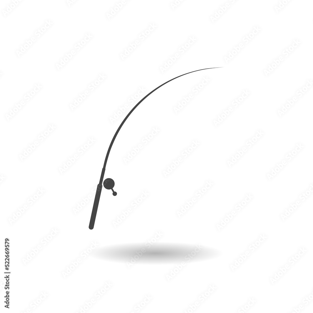 Fishing rod icon with shadow Fishing rod icon with shadow