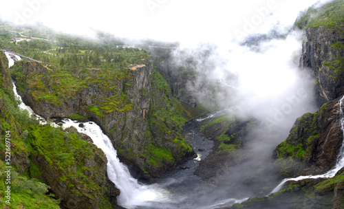 V  ringfossen highest waterfall iconic scenery from Norway panorama view