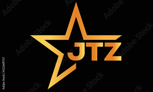 JTZ golden luxury star icon three letter logo design vector template. royal logo | luxury logo | jewelry logo | premium logo | iconic logo | Victoria logo |	 photo