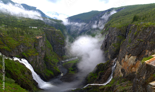 V  ringfossen highest waterfall iconic scenery from Norway panorama view