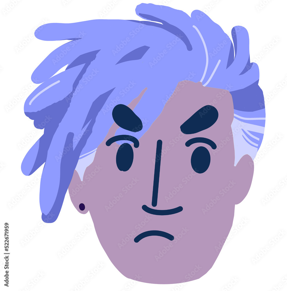 Dreadlocks hair man with angry face illustration cartoon Dreadlocks hair man with angry face illustration cartoon