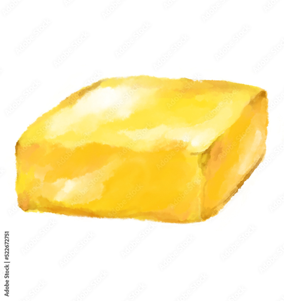 Yellow creamy butter watercolor hand painting illustration Yellow creamy butter watercolor hand painting illustration