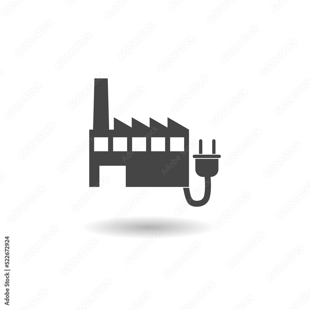 Eco factory industry energy icon with shadow Eco factory industry energy icon with shadow