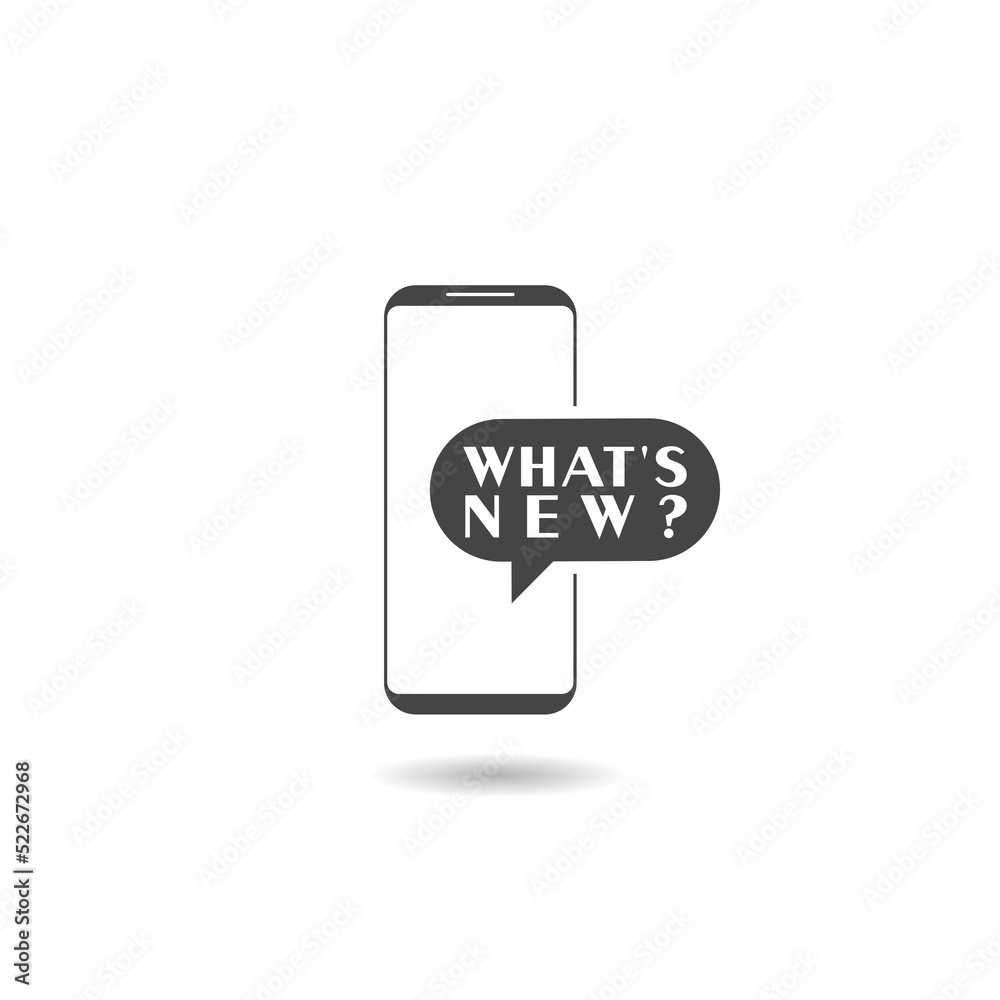 Whats new symbol. Mobile phone icon with shadow Whats new symbol. Mobile phone icon with shadow