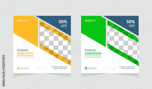 Back to school admission social media post template 
