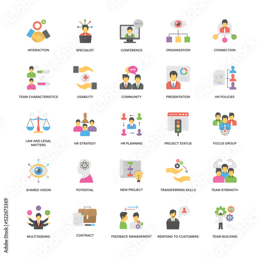 Project Management Vector Icons Pack In Flat Design