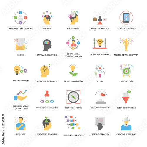 A Pack of Project Management Flat Vector Icons 
