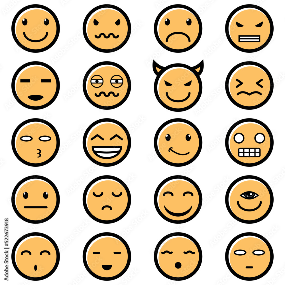 Collection emoticon expression vector illustration Collection emoticon expression vector illustration