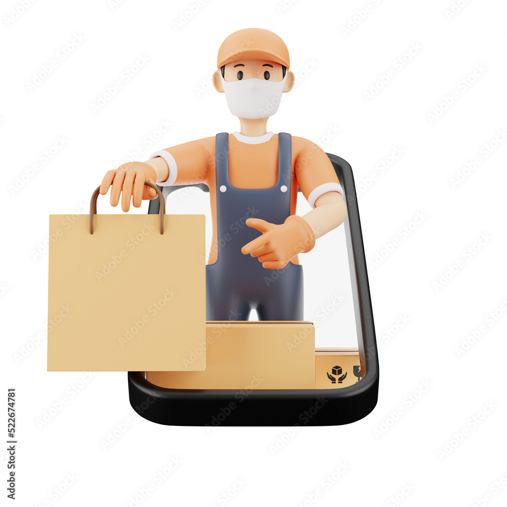 Delivery service during pandemic 3d illustration Delivery service during pandemic 3d illustration